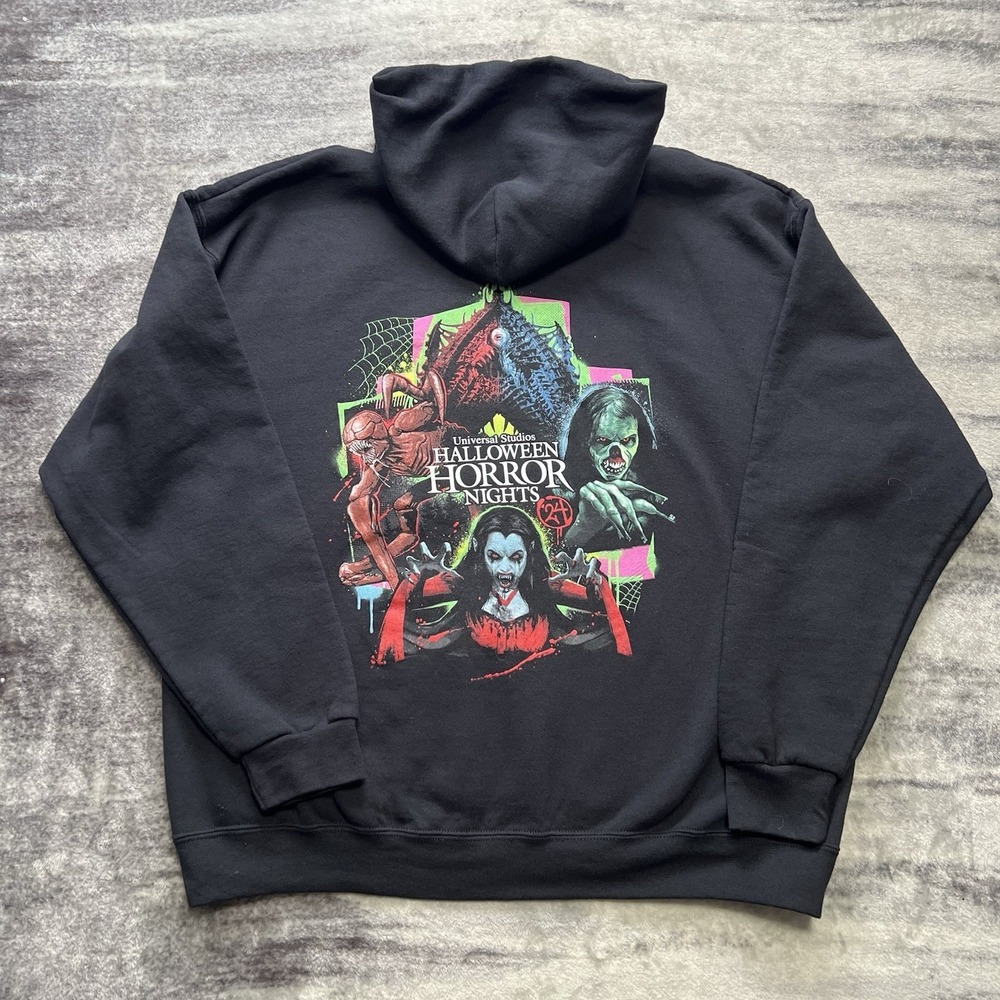 Universal Studios Hoodie Mens XL Black Halloween Horror Nights 2024